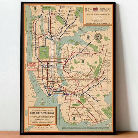 Póster Nórdico Vintage de Mapas del Metro