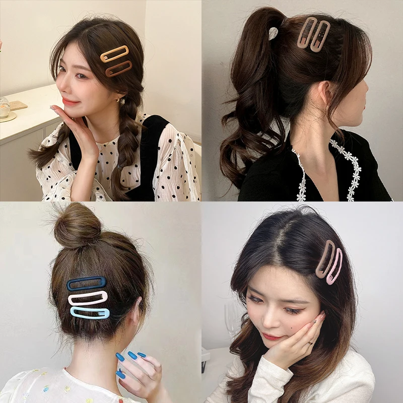 3/6 Pcs/Set Women Girls Black Solid Simple Mini Frosted Hair Clip Adult Fashion Barrettes Hairpins Female Alloy Hair Accessories