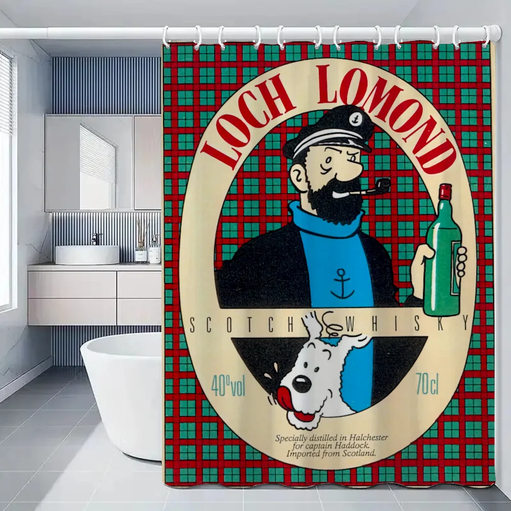 The Adventures Of Tintin Bathroom Shower Curtain Waterproof Opaque Curtains Accessories Bath Bedrooms Home Fabric Shade Products