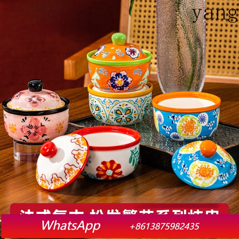 

YJQ porcelain underglaze color flower small bowl ceramic household special tableware soup bowl