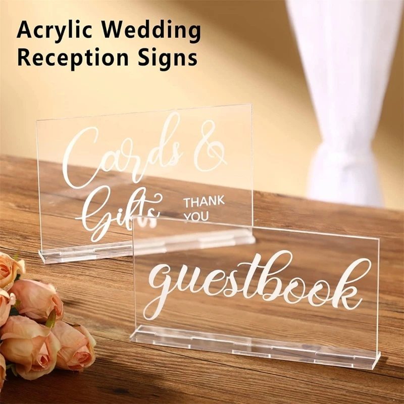 5Pcs Acrylic Place Card Sign Holder Table Sign Numbers Brochure Stand Display Wedding Picture Frame Signs Stand Party Supply