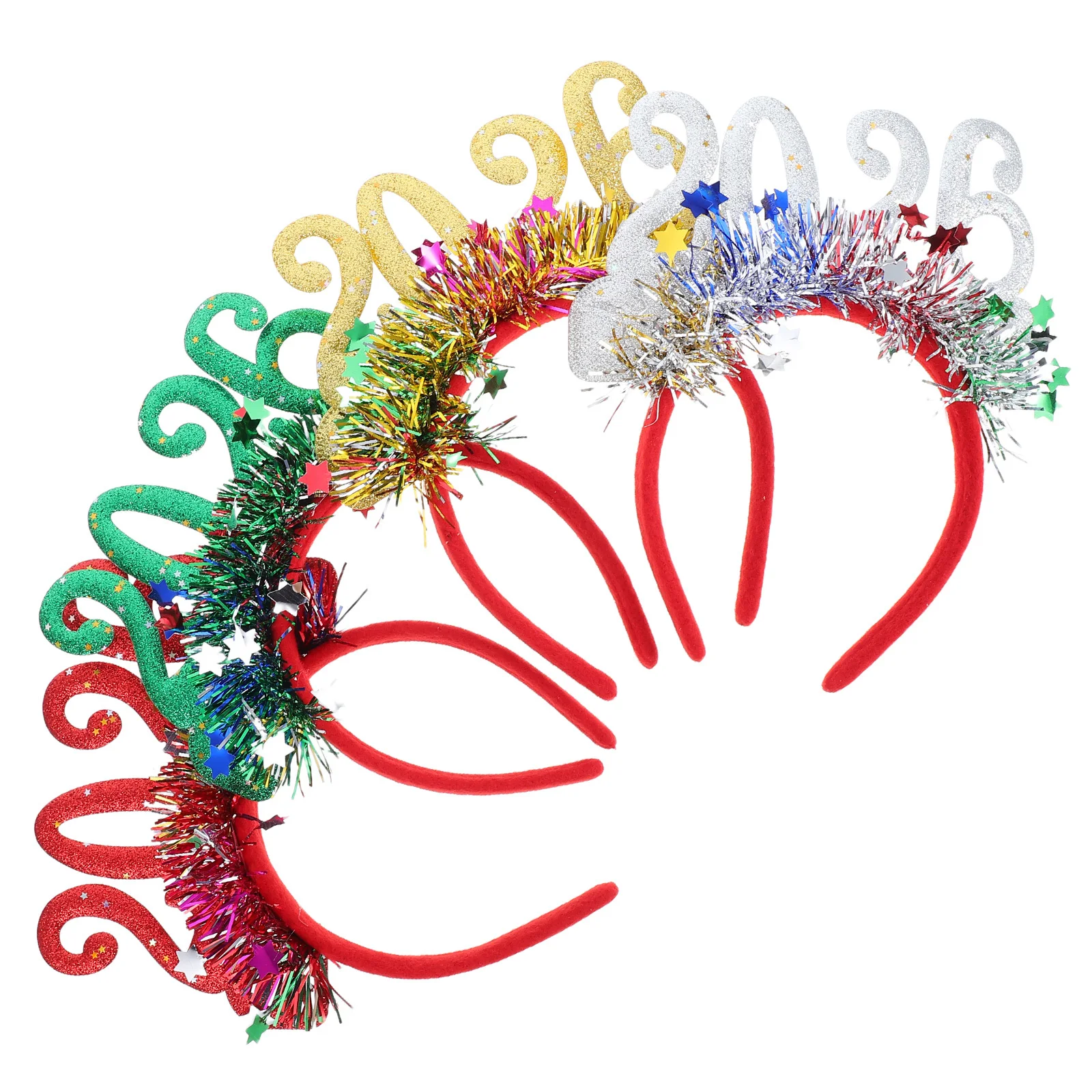 

4Pcs Glitter Headband Women 2026 New Year Holiday Party Favors Comfortable Sparkly Hair Hoop Headbands