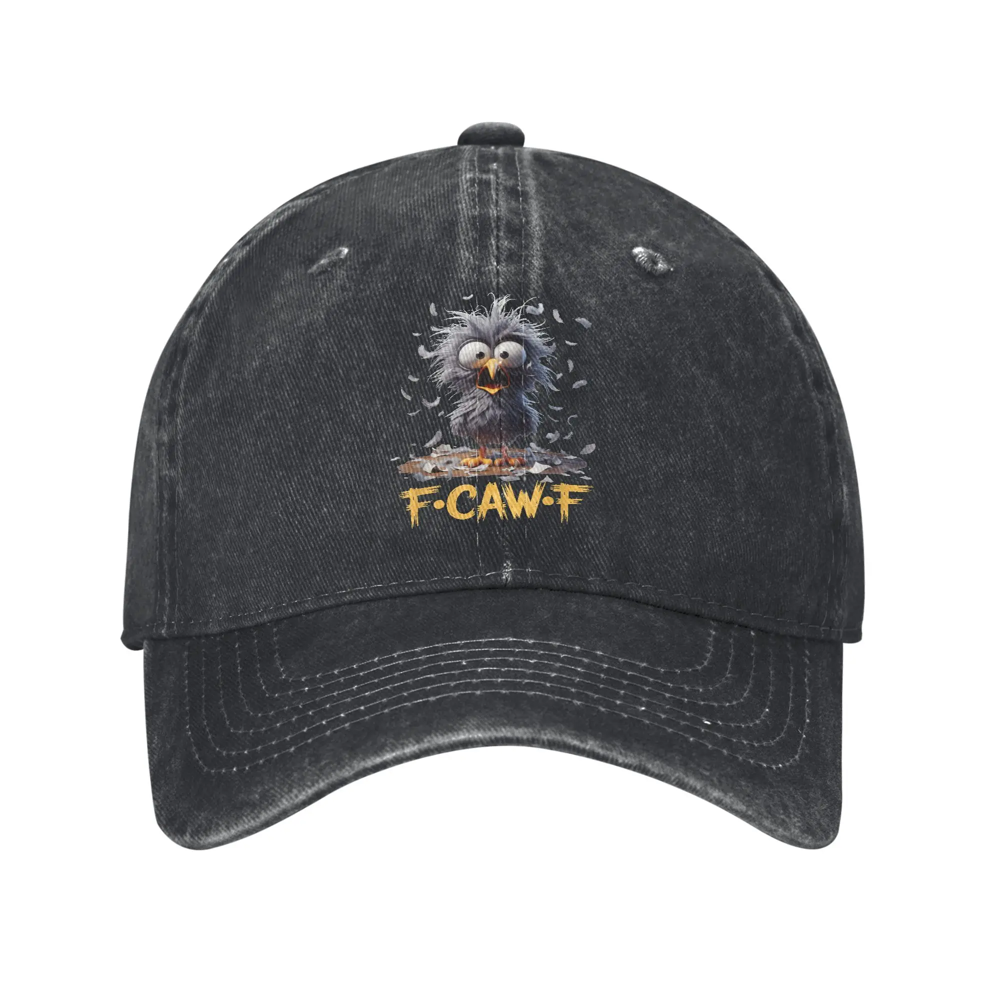 

F-Caw-F Black Crow FCAWF Black Bird Meme Baseball Caps Men Women Distressed Washed Headwear Summer Unstructured Soft Hats Cap