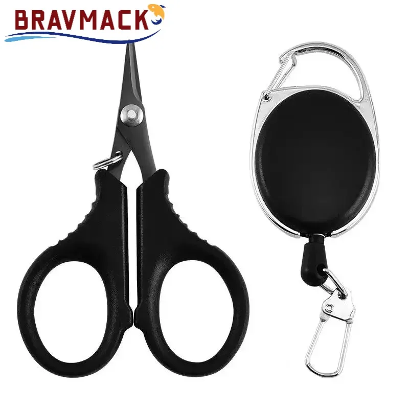 BRAVMACK Titanium Coated Stainless Steel Fishing Scissors Line Cutter PE Braid Carp Fishing Tools Scissor Plier Cut