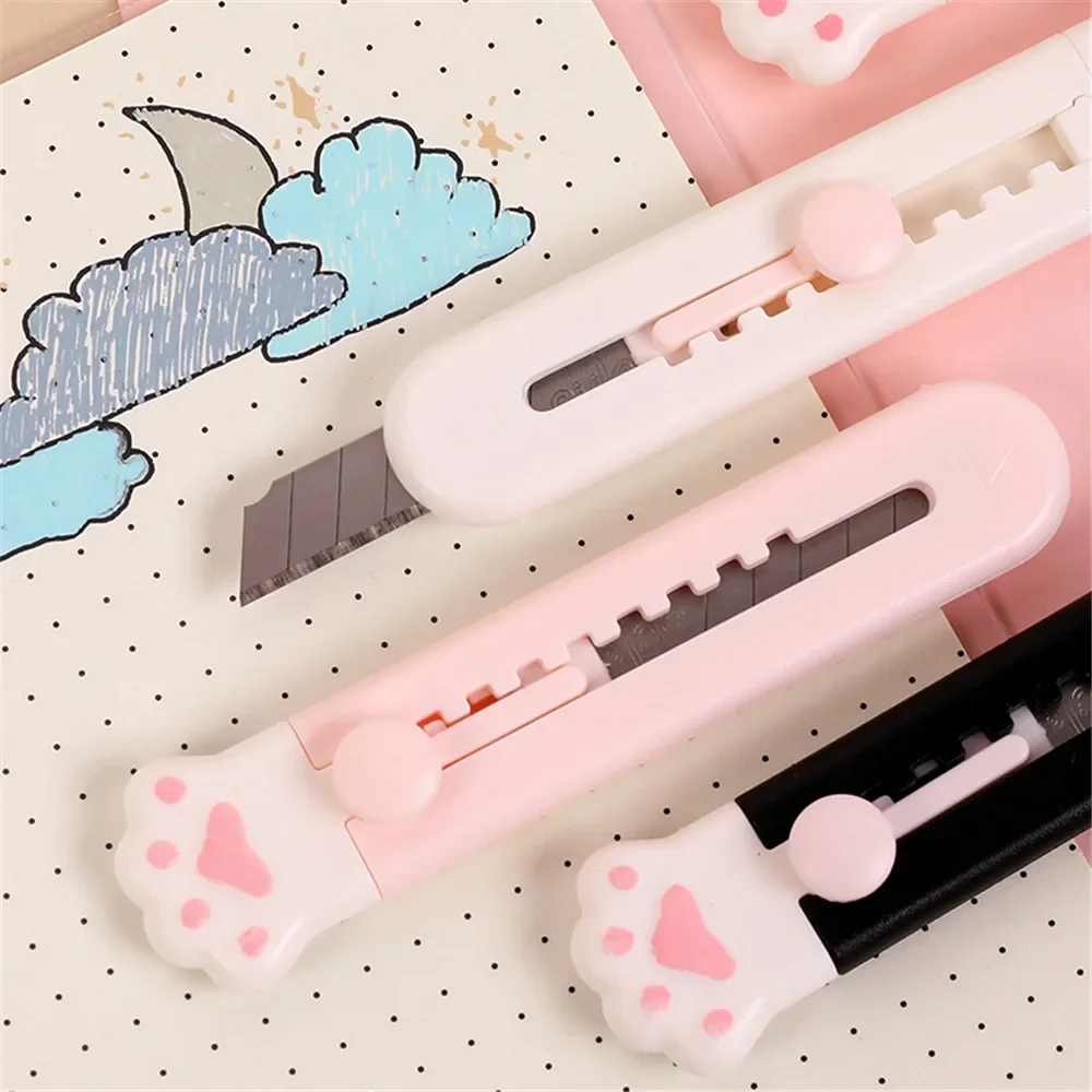 Cortador de arte Kawaii, cuchillo de utilidad, lindo cuchillo de pata rosa, suministros escolares para estudiantes, herramientas de oficina, cortador de papel creativo, papelería