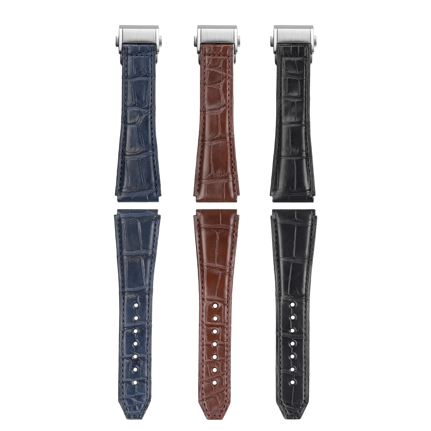 22mm Replacement Alligator Leather Strap for Zenith DEFY Series,Genuine Crocodile Skin Band with Deployant Clasp