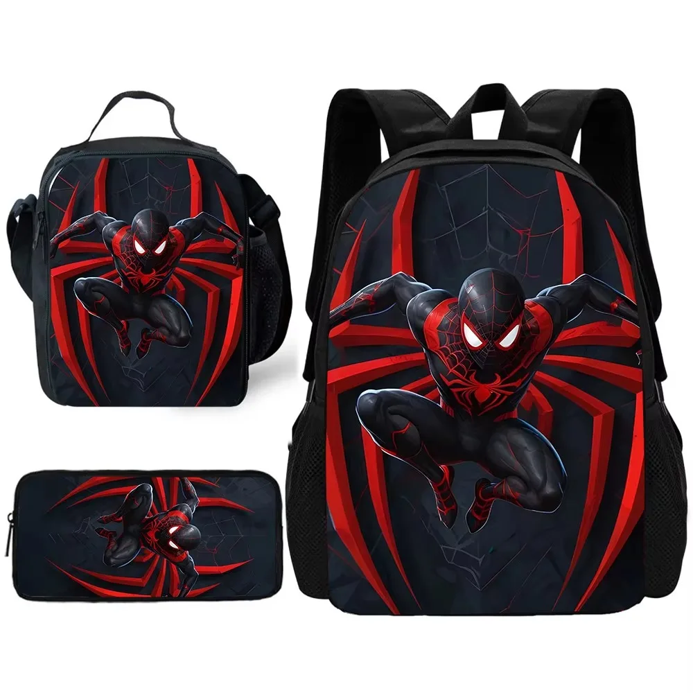 Set da 3 pezzi Zaino scolastico per bambini anime Spiders-man carino con borse per il pranzo, borse per matite, borse scolastiche per ragazzi e ragazze, miglior regalo