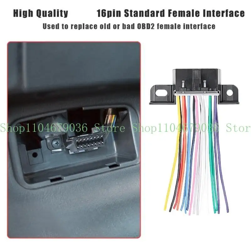 652F Assemble Open OBD Harness J1962F 18AWG Car Plugs 16Pin Obd2 Cable Female Extension Connector Ribbon Cable