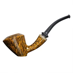 MUXIANG Handmade Heather Wood Tobacco Pipe Cumberland Pipe Mouth Desktop Smoking Pipe for Father's Day Gift Horn Decorative Ring