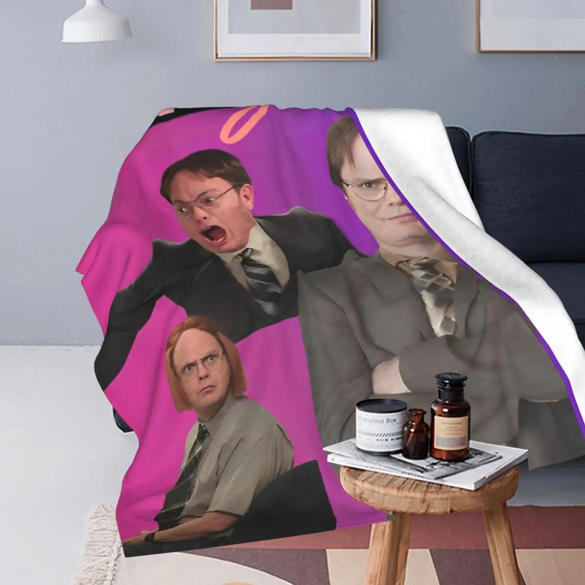 Dwight Schrute Blankets Velvet Winter The Office TV Show Portable Warm Throw Blankets for Home Bedroom Bedspreads