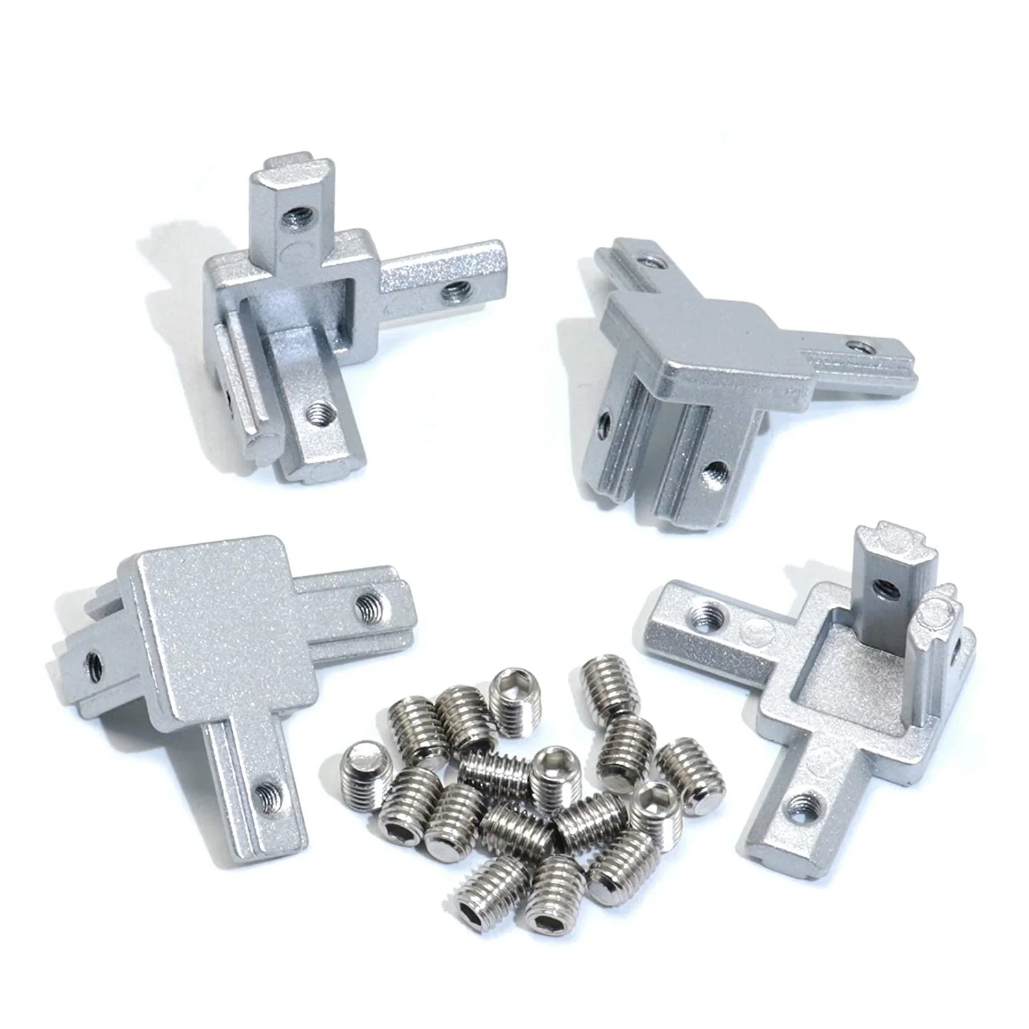 Conector de soporte de esquina de extremo de 3 vías serie 2020, 4 unidades, para estándar europeo, ranura en T de 6mm, perfil de extrusión de aluminio de 20x20mm