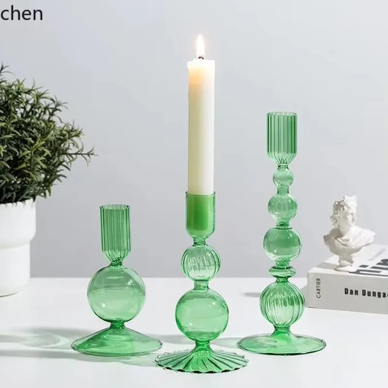 minimalist glass candlestick vase - artistic decor for living rooms, b&bs, and dining tables