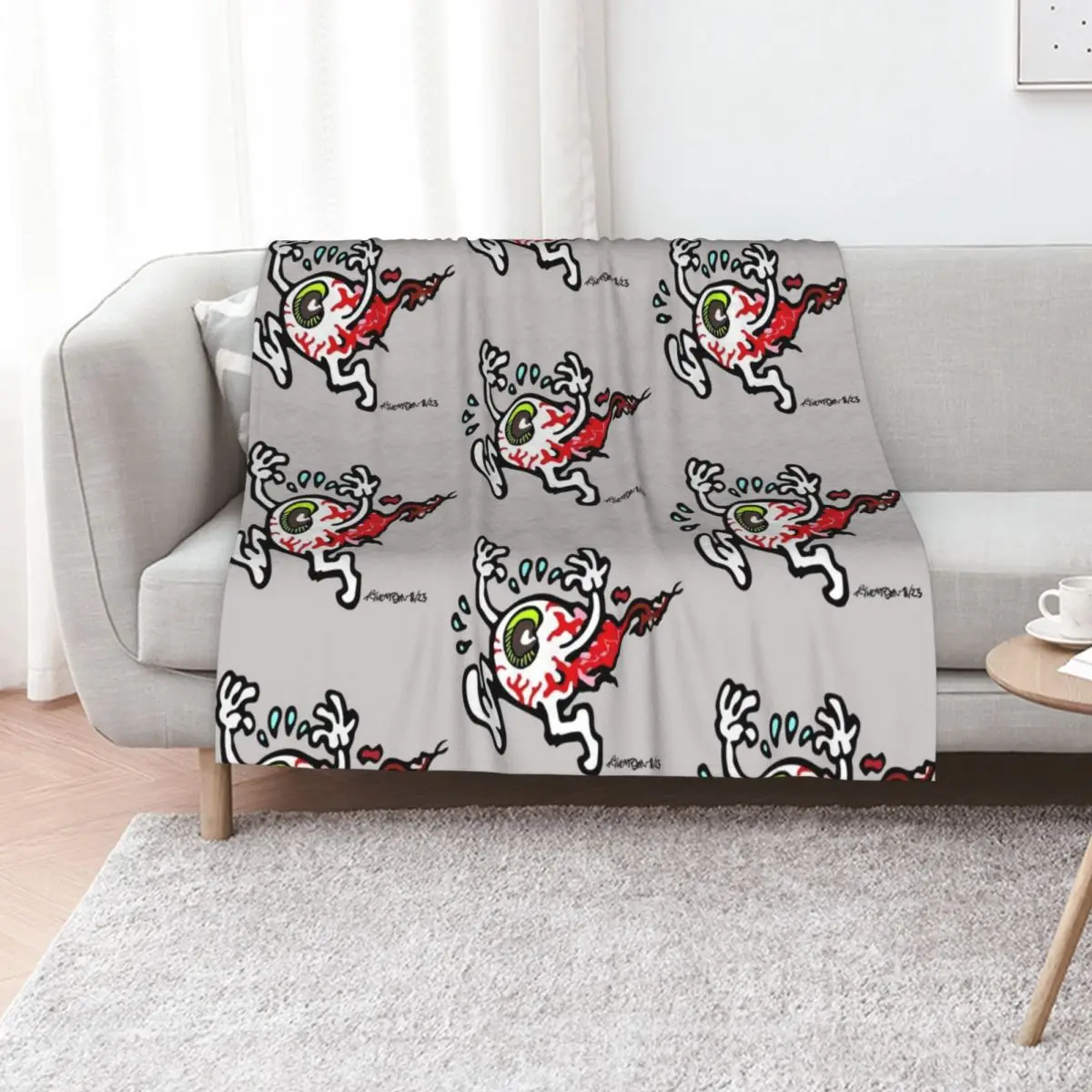 Eyeball Running Scared from Two Dead Boys Throw Blanket Warm Blankets Sofas Of Decoration Beach Soft Tourist Blankets