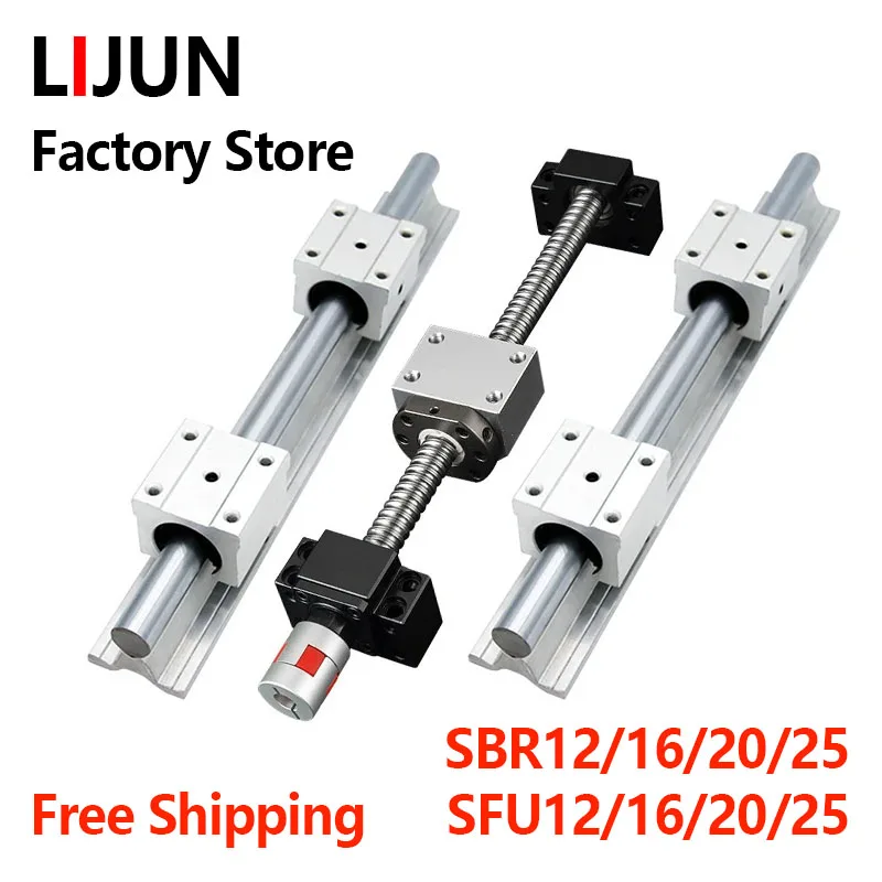 

LIJUN Ballscrew SFU1204 SFU1605 SFU2005 SFU2505 + 2Pcs SBR12 SBR16 SBR20 SBR25 Linear Guide + 4Pcs Sliders CNC Part 3D Router