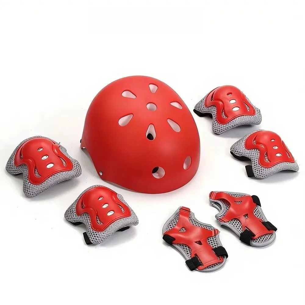 7Pcs/Set Adjustable Guards Protective Gear Set Shock-absorbing Thickened Kids Knee Pads and Elbow Pads Breathable