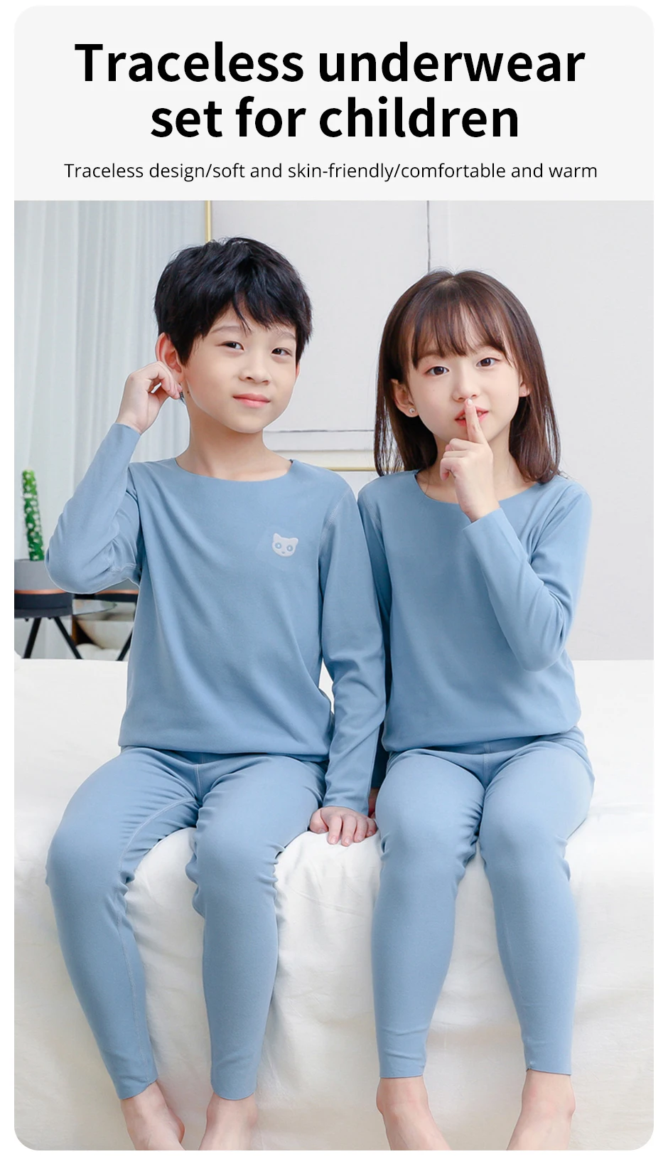 Kinder S Thermo-Unterwäsche Jungen Herbst Kleidung und Hosen Anzug Mädchen Unterhemd – Detail 1