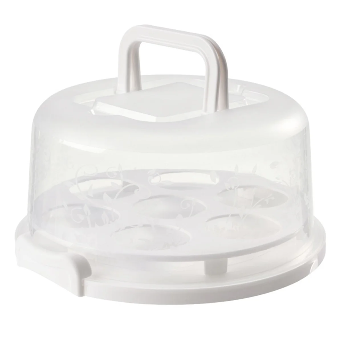 Taartdrager met deksel en handvat, Cupcake-dragerhouder Cupcakes, Plastic ronde taarttransportopslagcontainer