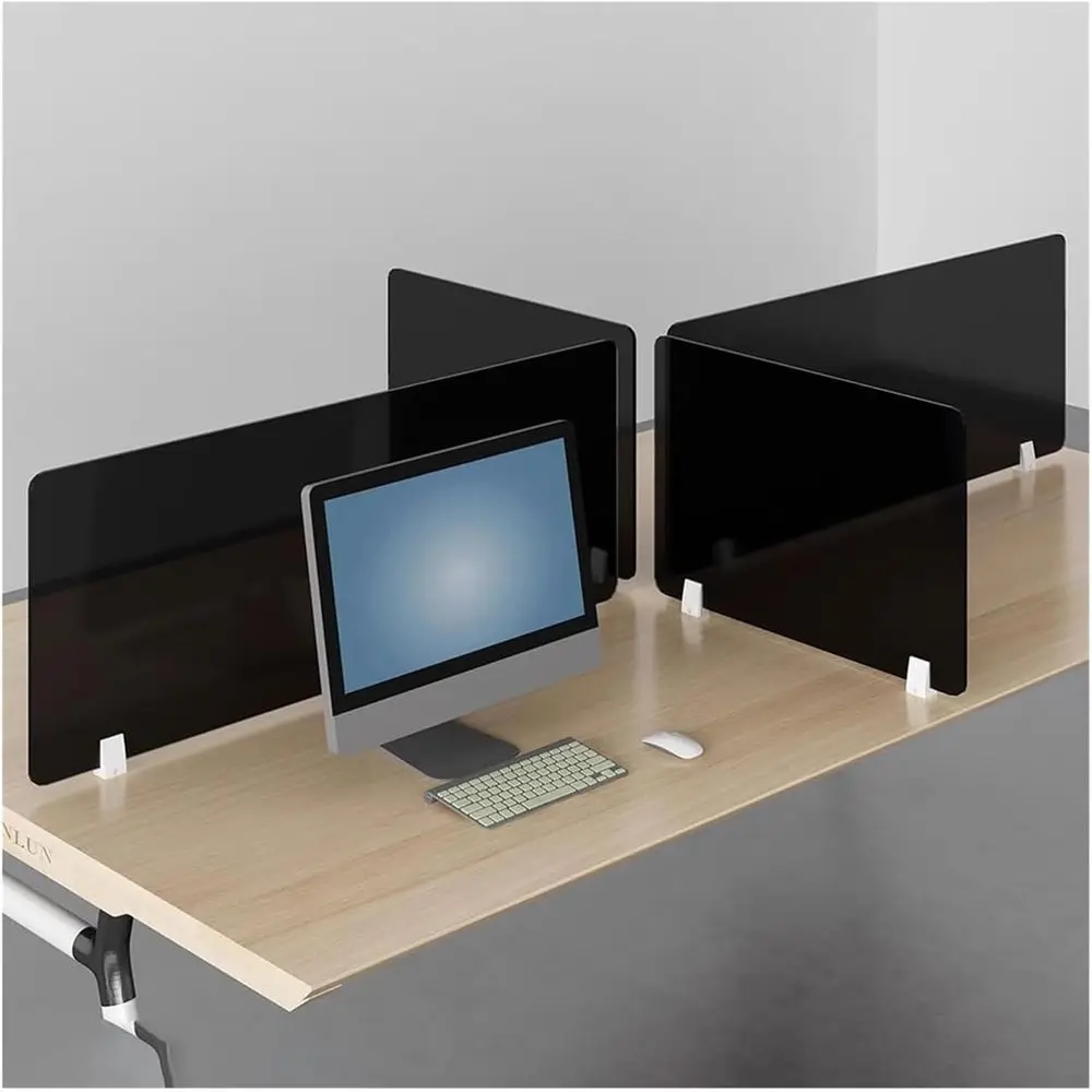 Acrylic Office Privacy Screen Freestanding Desk Partition with Clip-On Mount Splashproof Workstation Divider Desktop Partition f