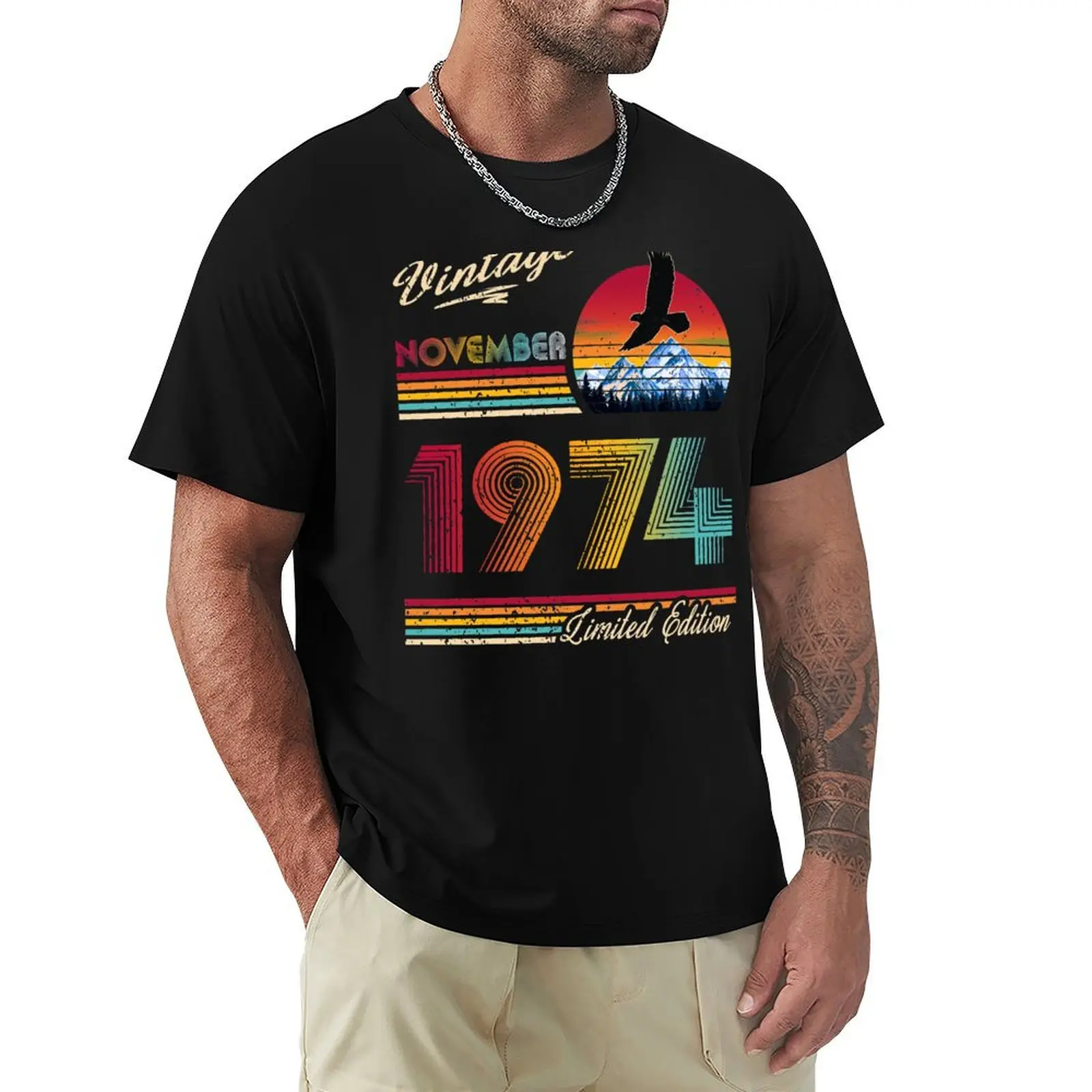 

November 1974 Birthday T-Shirt blue lock blanks anime Luxury man plain black t shirts men