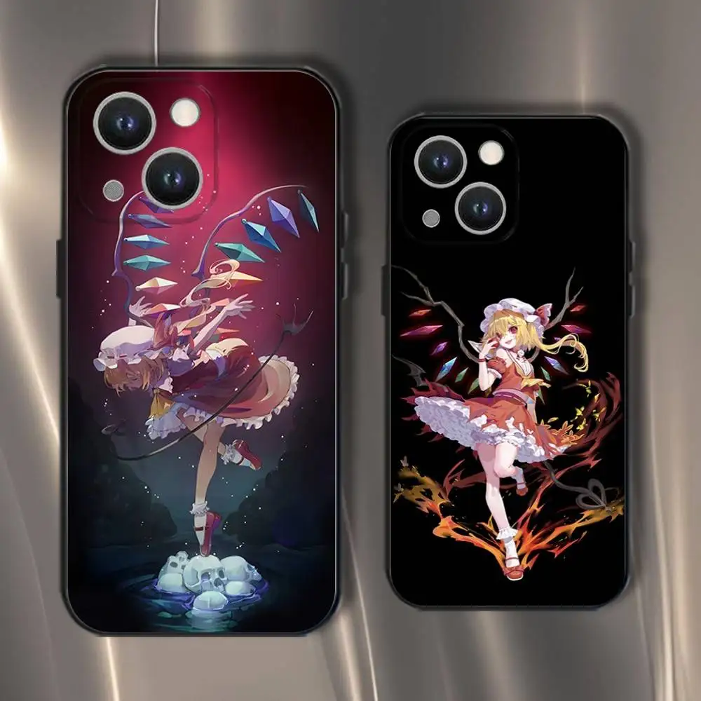 

TouHou P-Project Flandre Scarlet Phone Case For iPhone 16,15,14,13,12,11,Pro,XS,Max,XR,Plus,E,SE4,Mini Black Soft Cover
