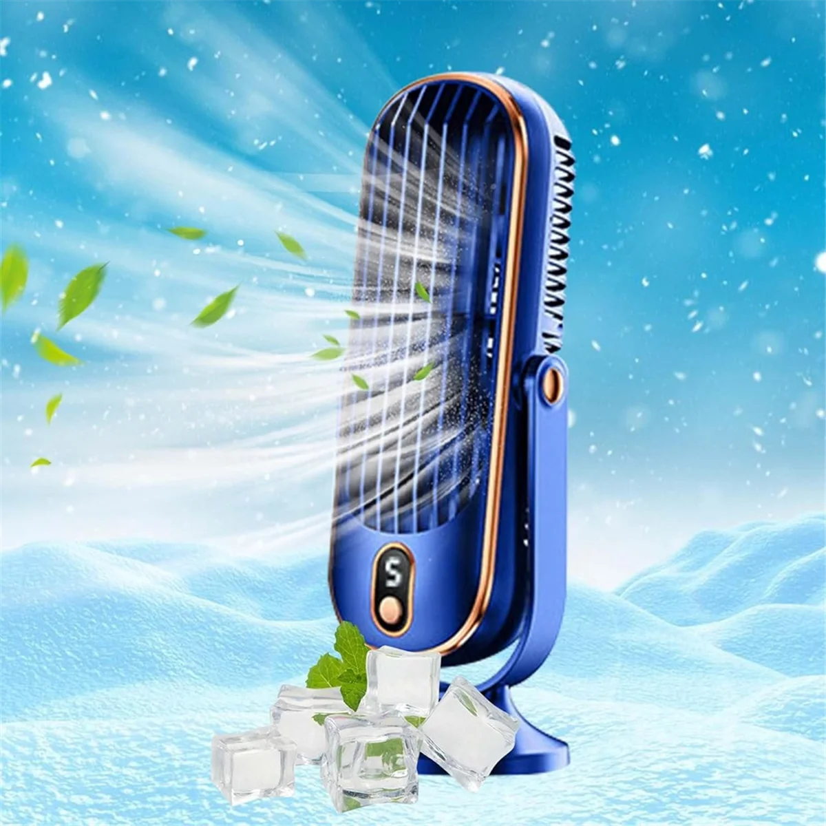 FZFZ 720° Flippable Bladeless Tower Fan, Oscillating Silent Fan with 5 Modes, Energy Efficient for Bedroom Office Blue