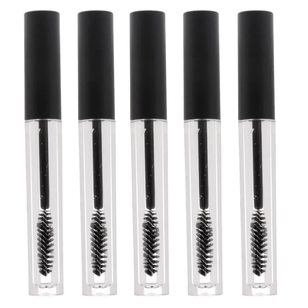 5 Pack 5ml Empty Mascara Tubes & Brushes Eyelash Oil Bottle Wand Applicators Makeup Containers for DIY Cosmetics Castor Oil