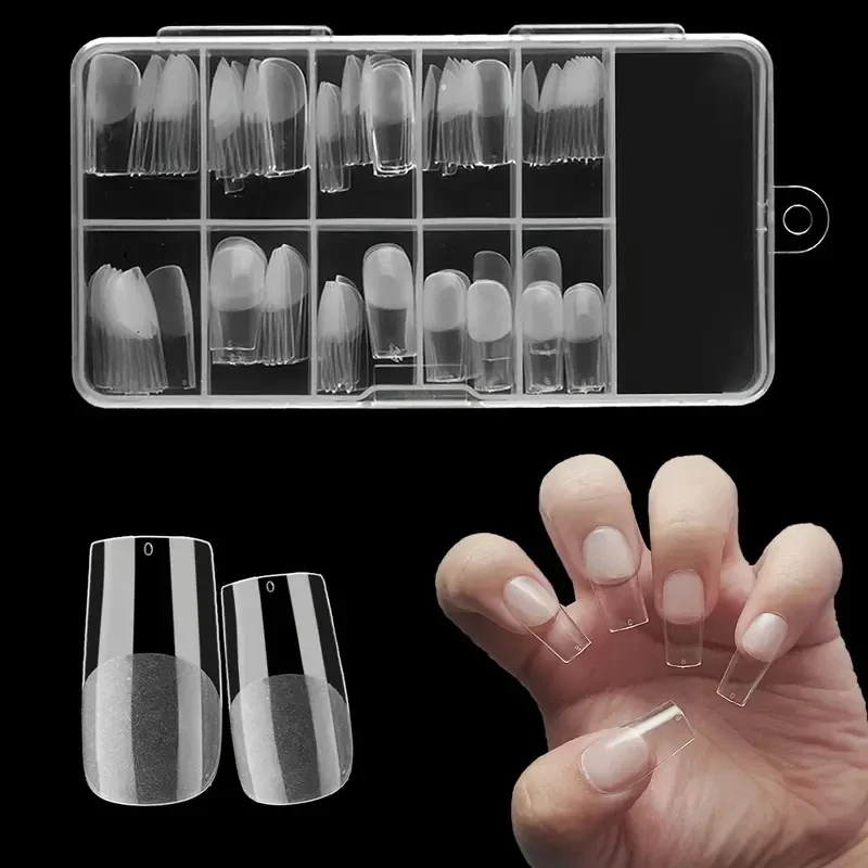 120pcs Clear No Mark Mosted Stiletto/Almond/Square Fake Nails Американский капсульный гель x СИСТЕМА УДАЛЕНИЯ КОНЦИОНА