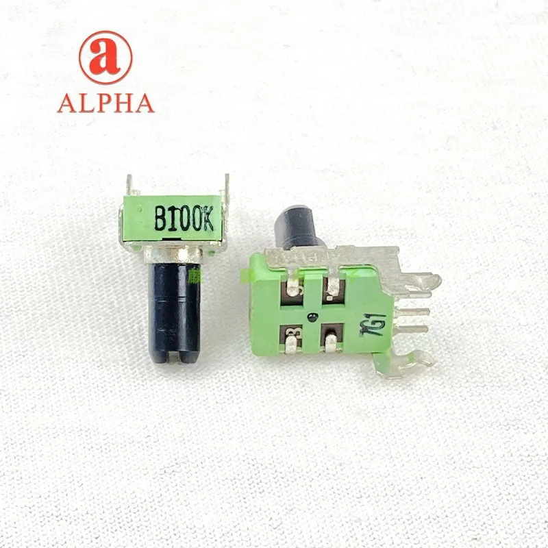 Taiwan ALPHA RK11 B100K 4-pin horizontal speaker power amplifier mixer gain volume potentiometer mid-center 13shaft -10PCS