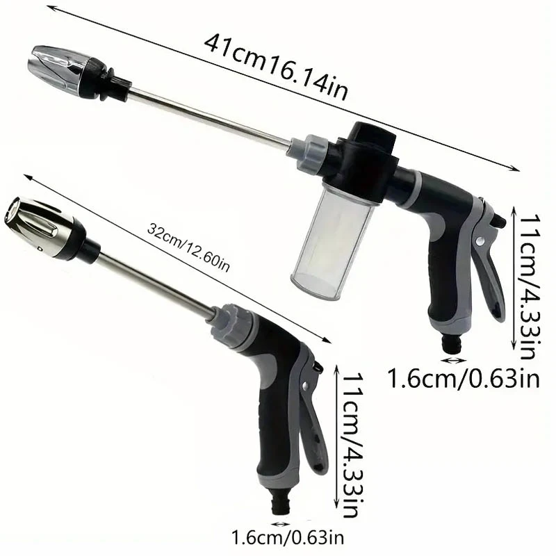 FLOWERS SPRAL High Pressure Long Rod Spray Gun Portable Adjustable Foam Nozzle Garden Sprinkler For Car Washing Outdoor ﻿