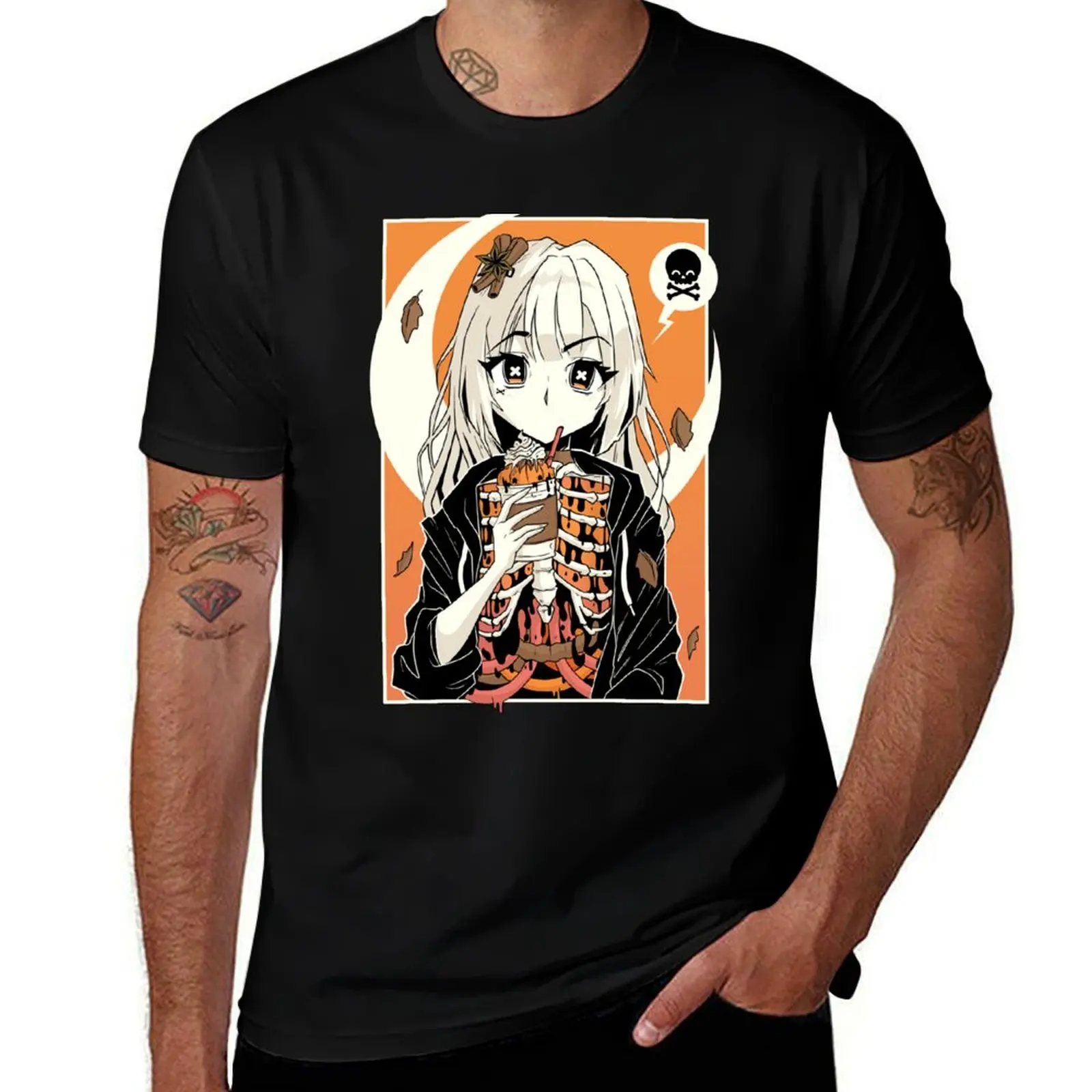 Death By Pumpkin Spice Anime - Kawaii Krypt T-Shirt Plus Size Basic Cotton T-Shirt