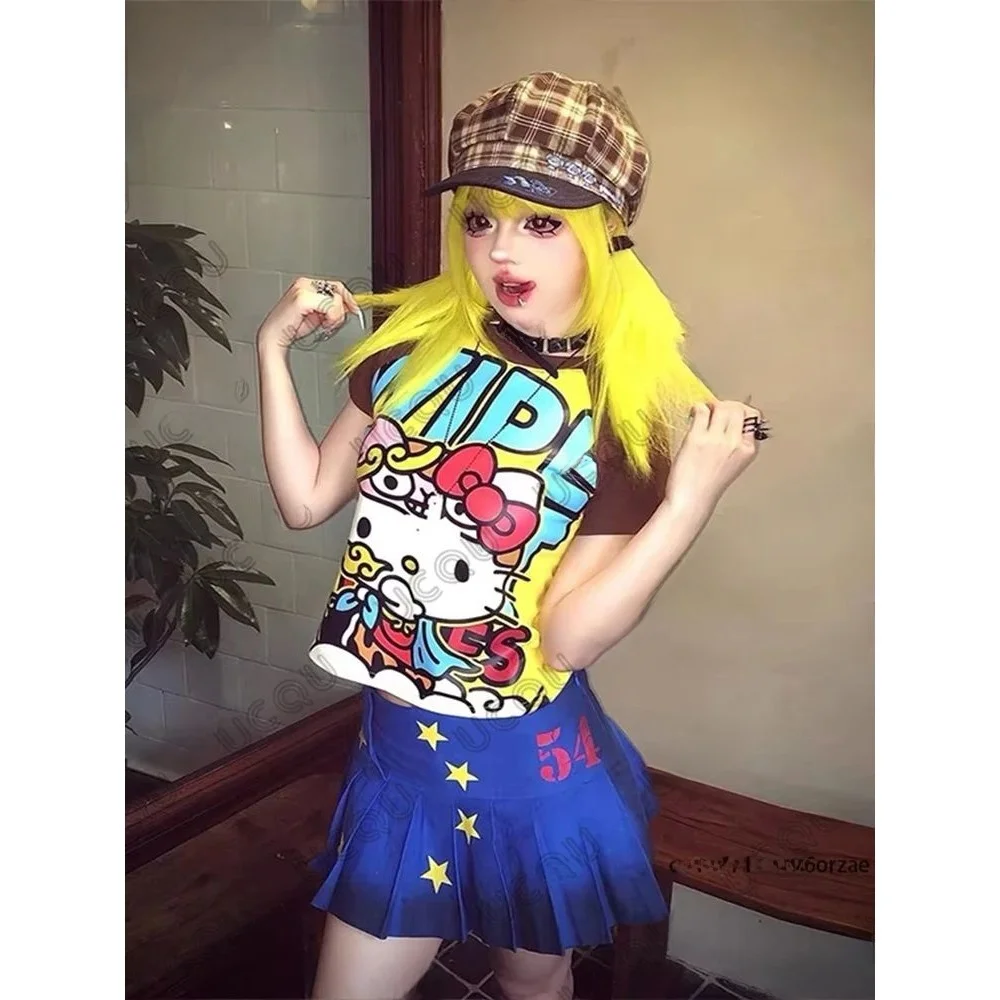 Été nouveau dessin animé Anime Kit imprimé femmes t-shirt Svel rond Neline ort Sve Faionable haut décontracté
