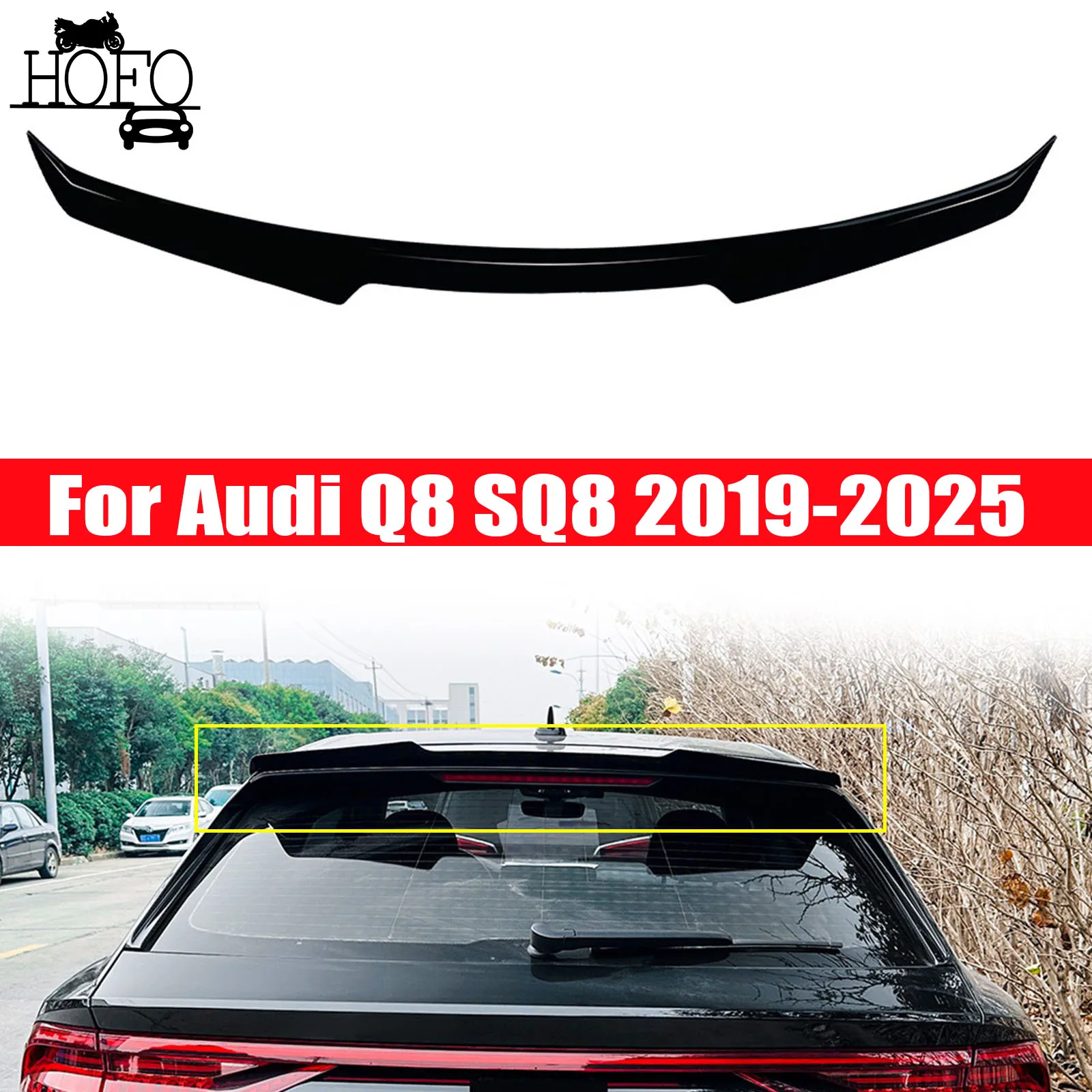 

Rear Trunk Lid Spoiler Wings Black Carbon Car Tuning Accessories For Audi Q8 SQ8 2019-2025