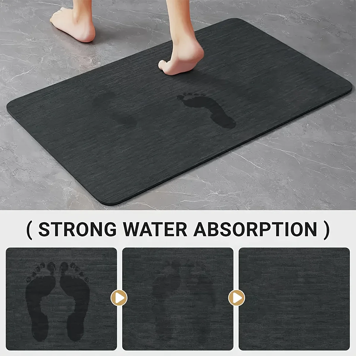 Diatomaceous earth printed bathroom mat absorbent foot mat for shower room entrance square toilet mat household entrance mat