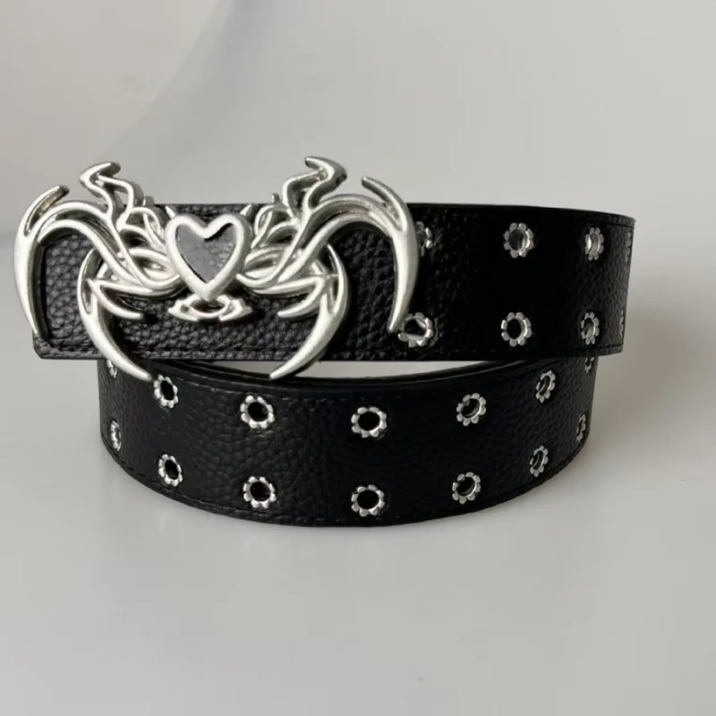 

Wind HeartPULeather Double-Sided Belt Retro Street Fashion Women's Belt Versatile Waist Cinching Rivet Leather