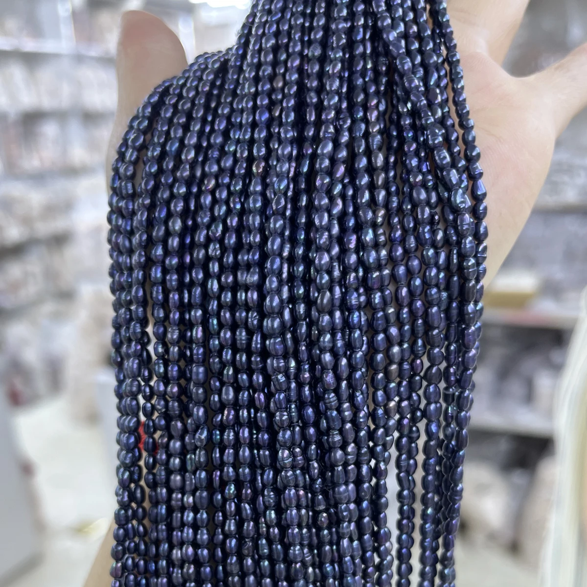 2-3mm Black Rice-Shaped Strand Beads Natural Freshwater Pearl Semi-Finished Beads for Jewelry Making DIY Women Necklace Bracelet