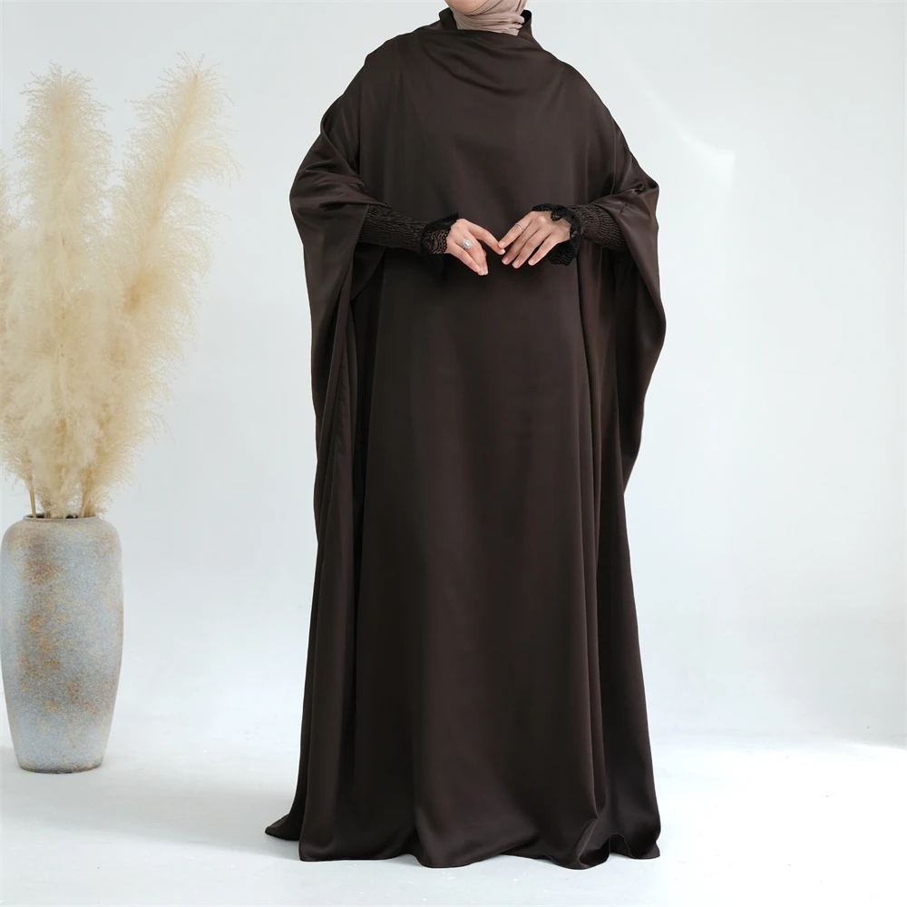 

Abayas Ramadan Muslim Women Batwing Sleeve Prayer Dress Eid Hooded Abaya Turkey Robe Overhead Kaftan Islamic Clothing Burqa Gown