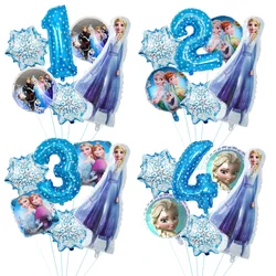 Frozen Anna Elsa 6Pcs Ballon Sets Children's Birthday Decoration Party Girls Favors Party Supplies Anime Figures DIY Gifts Toy