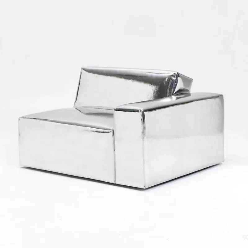 

Design punk style replica sofa studio store pearlescent silver mirror leather sofa