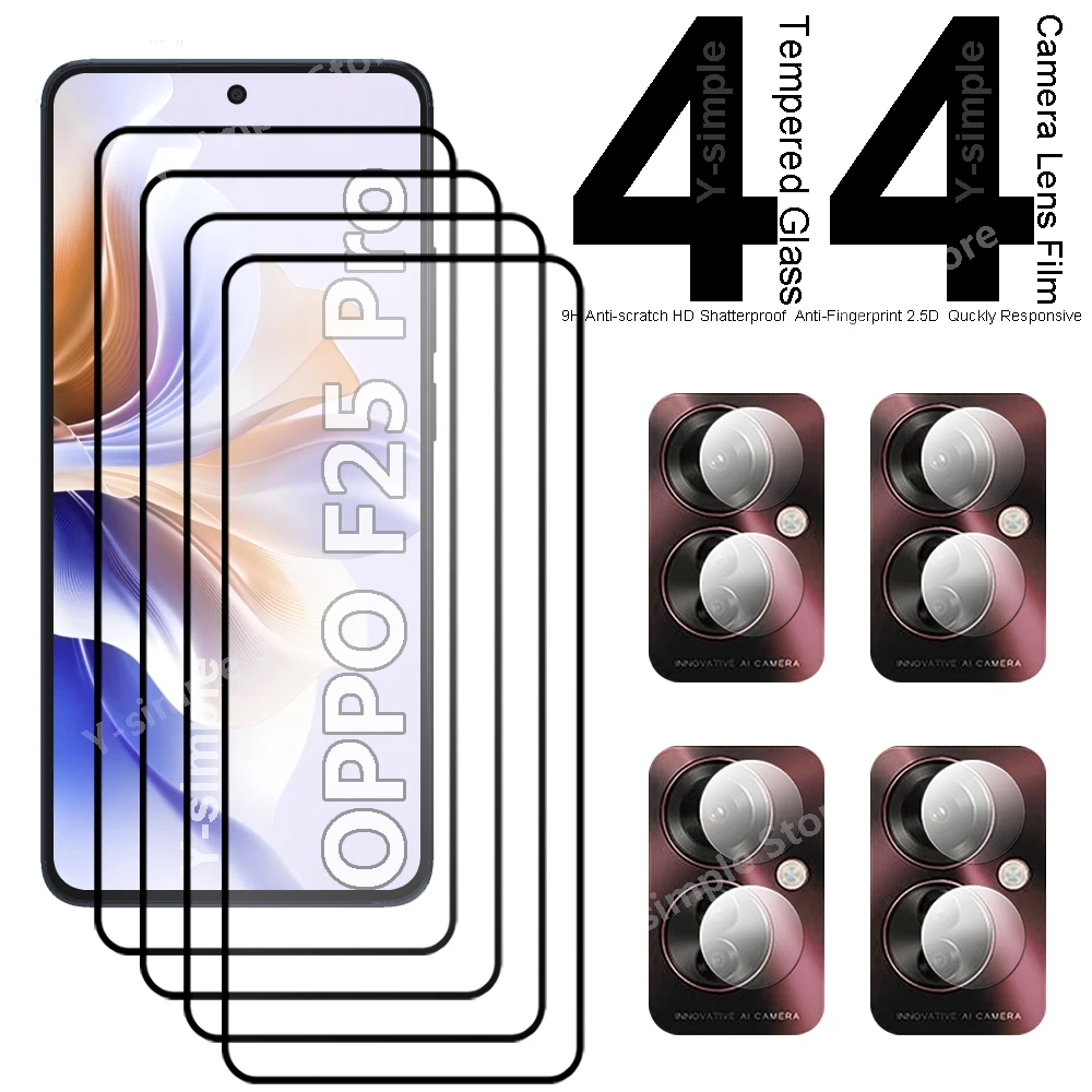 4+4 Phone Glass For OPPO F25 Pro Screen Protector Full Coverage Soft Camera Lens film For OPPO F25Pro Tempered Glass