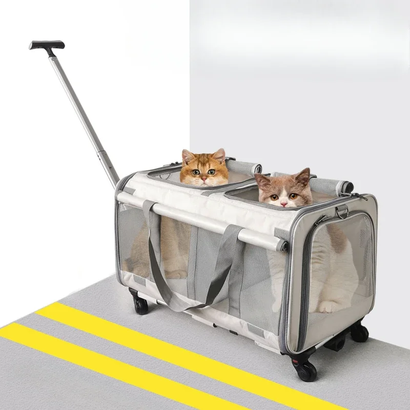 Pet trolley case Large capacity hatchback Multi-cat carrying bag Cat bag Going out Portable breathable Small and medium