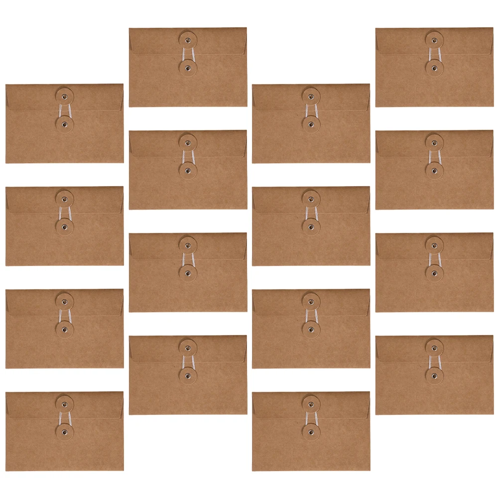 

20Pcs Office Storage Bags Vintage Kraft Paper Envelopes String Closure Document Organizer File Folder for Invitations Letters