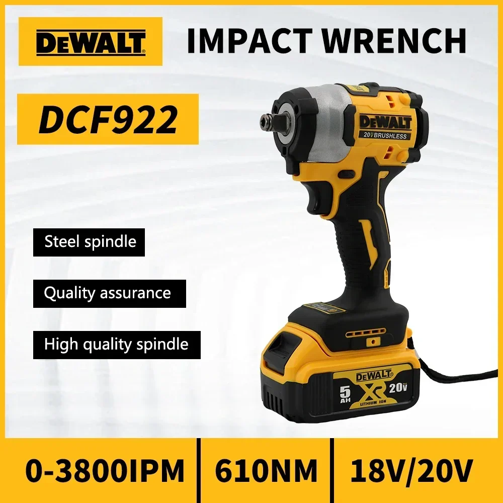 Dewalt-ブラシレスインパクトレンチ,可変速,20vリチウム電池,1/2インチ,2500rpm,205nmトルク,dcf922