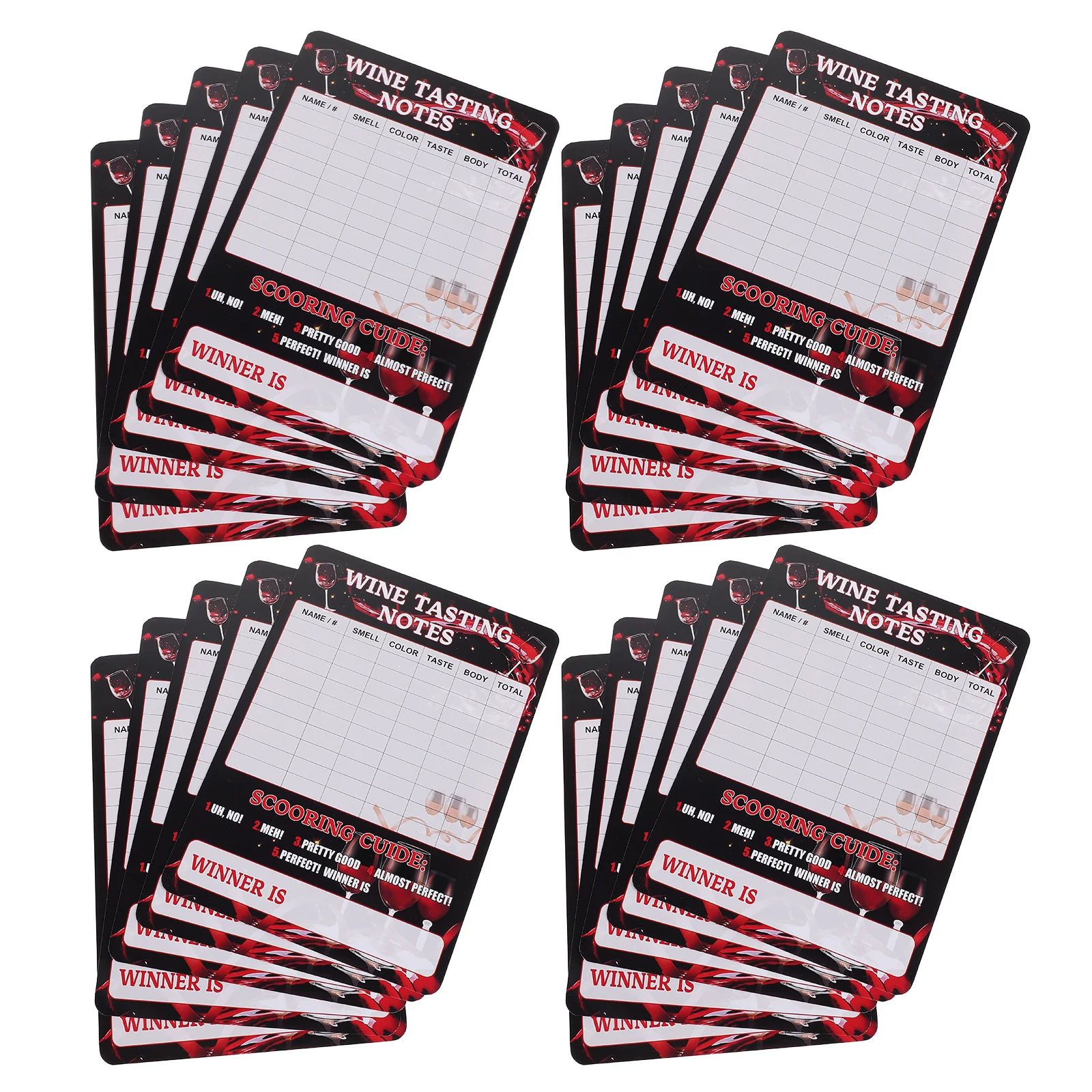 

30Pcs Wine Tasting Score Sheets Professional Evaluation Cards for Blind Tasting Aroma Notes Comparison Party Supplies 18x12.6cm