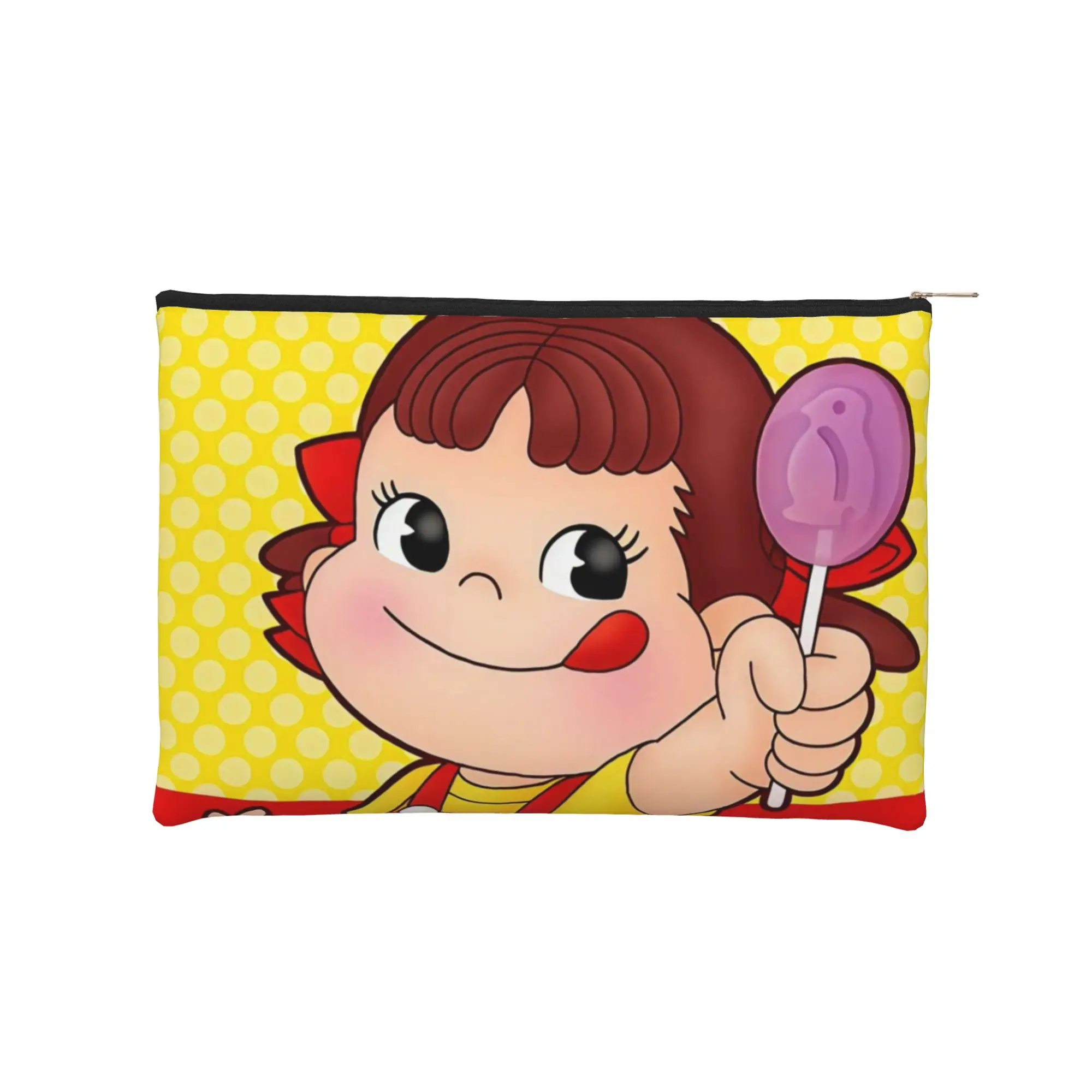 Fujiyaa Stylish Lollipop Yellow Dot Makeup Bag Toiletry Bag with Zipper Cosmetic Pouch