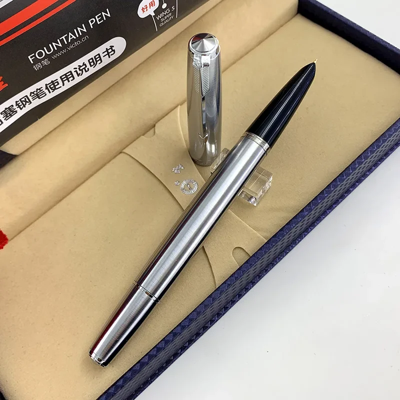 Yongsheng 601A All-steel Press Stick Pressing Piston 14K Bright Tip Gold Pen Office Student Signature Practice Pen Gift Box