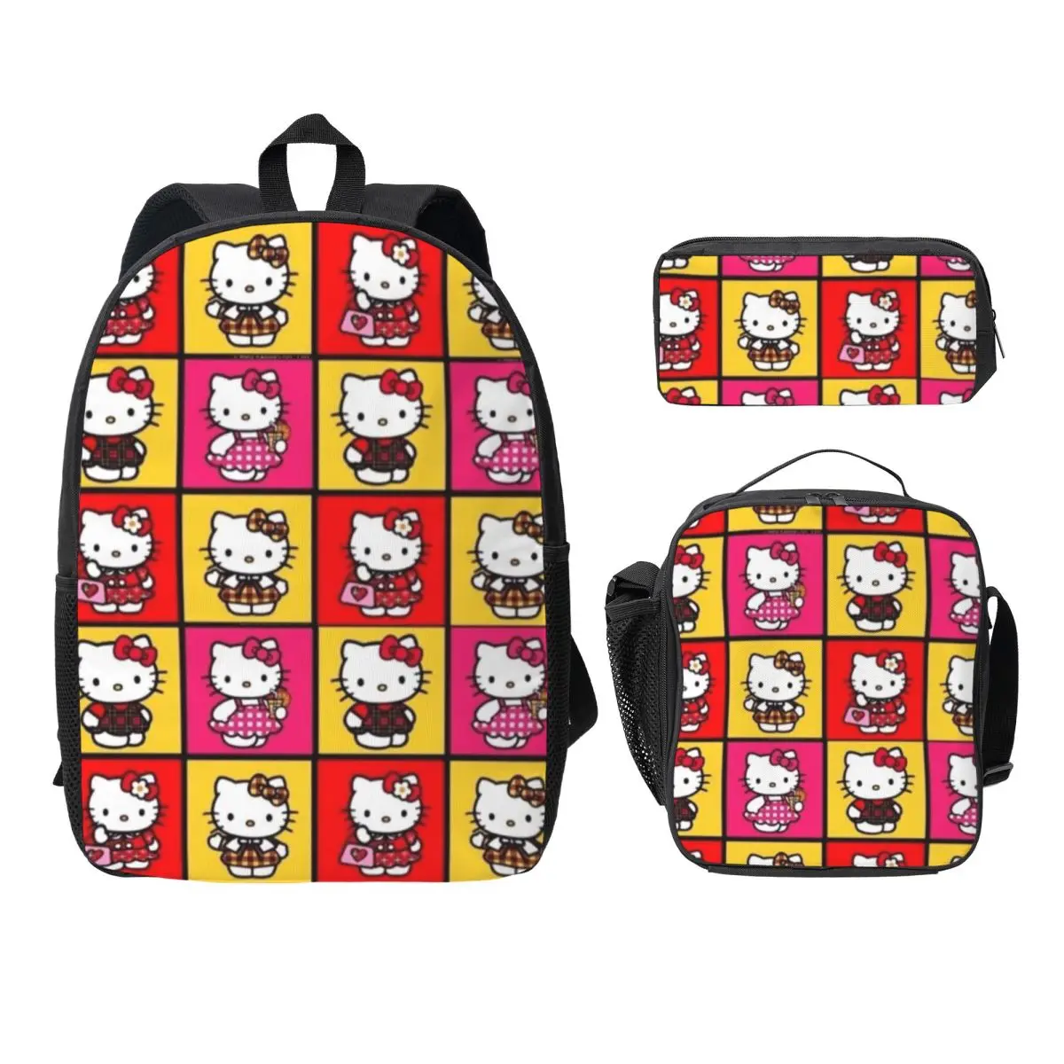 

Hello Kitty 17-Inch School Backpack with Insulated Lunch Bag and Pen Case Perfect All-in-One Set for Daily Use