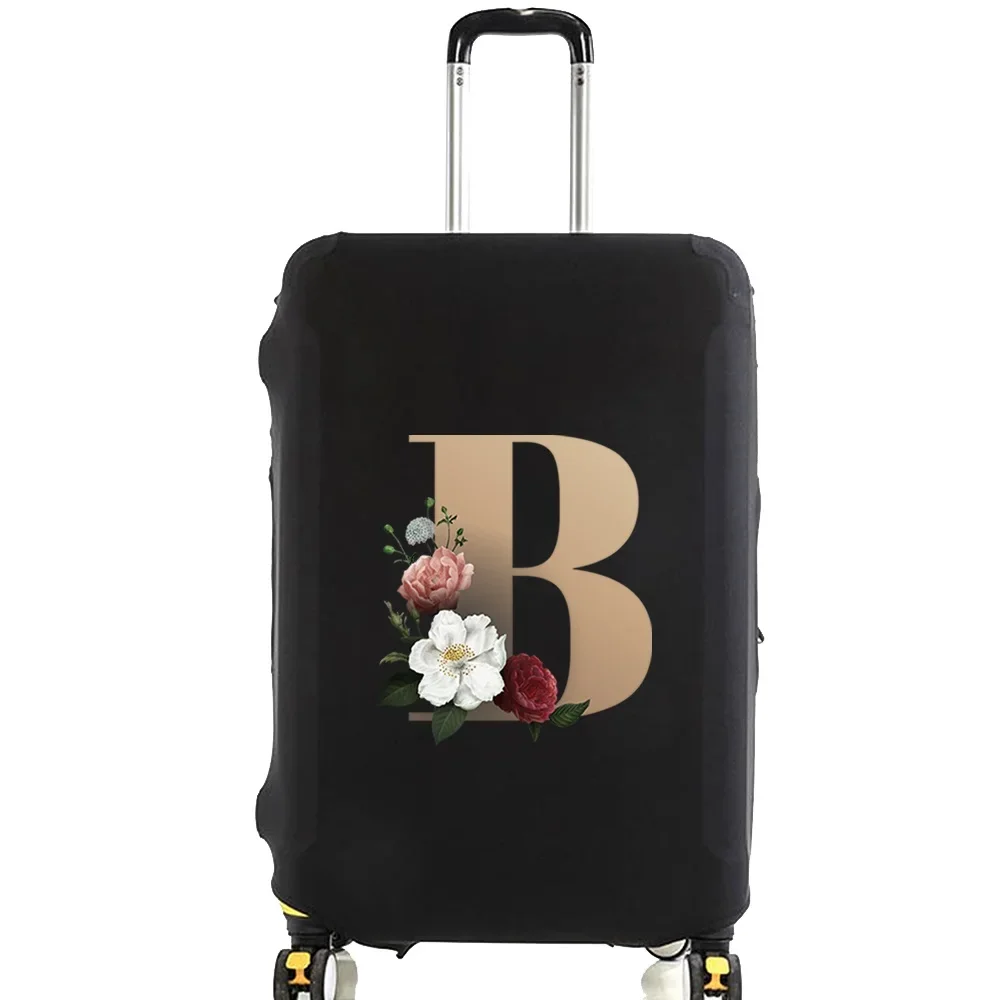 Travel Luggage Protective Cover for 18-32 Inch Gold Letter Name Print Trolley Suitcase Elastic Dust Case Traveling Accessories