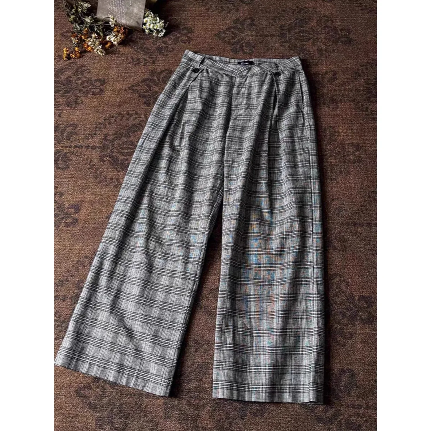 Pop Art Retro Checkered Pants Spring/Summer Wide Leg Pants with Drip Feeling Dancing Loose Men's and Women's Loose Casual Pants