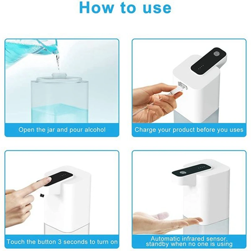 Automatic Soap Dispenser 400Ml Touchless Foaming Soap Dispenser USB Rechargeable Adjustable Foam Soap Dispenser