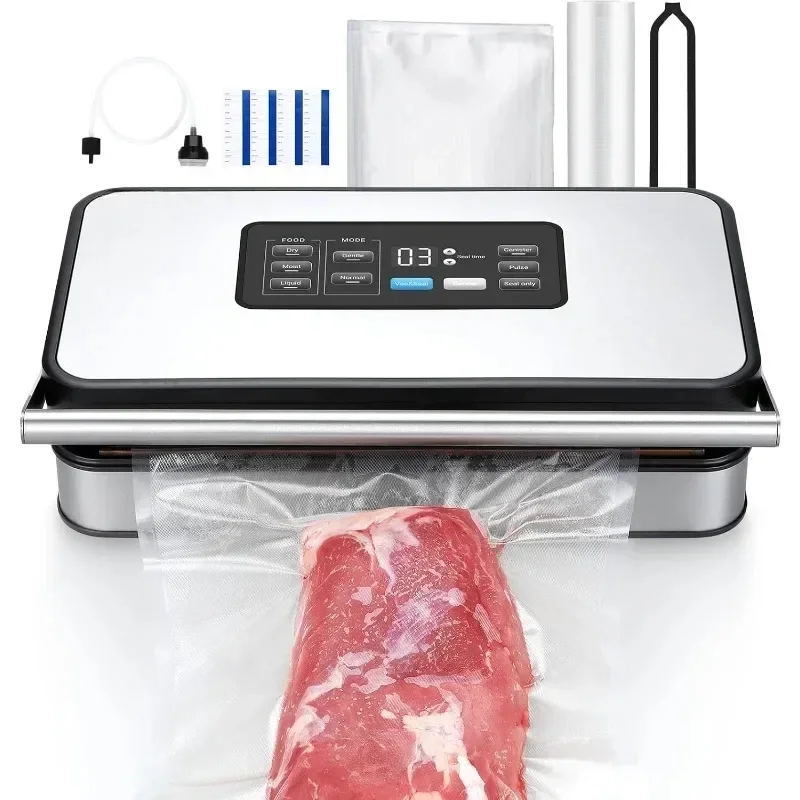 Food Vacuum Sealer 160 Watts Pro Vacuum Machine Double Pump Food Sealer Preservation Dry/Moist/Liquid Roll Storage